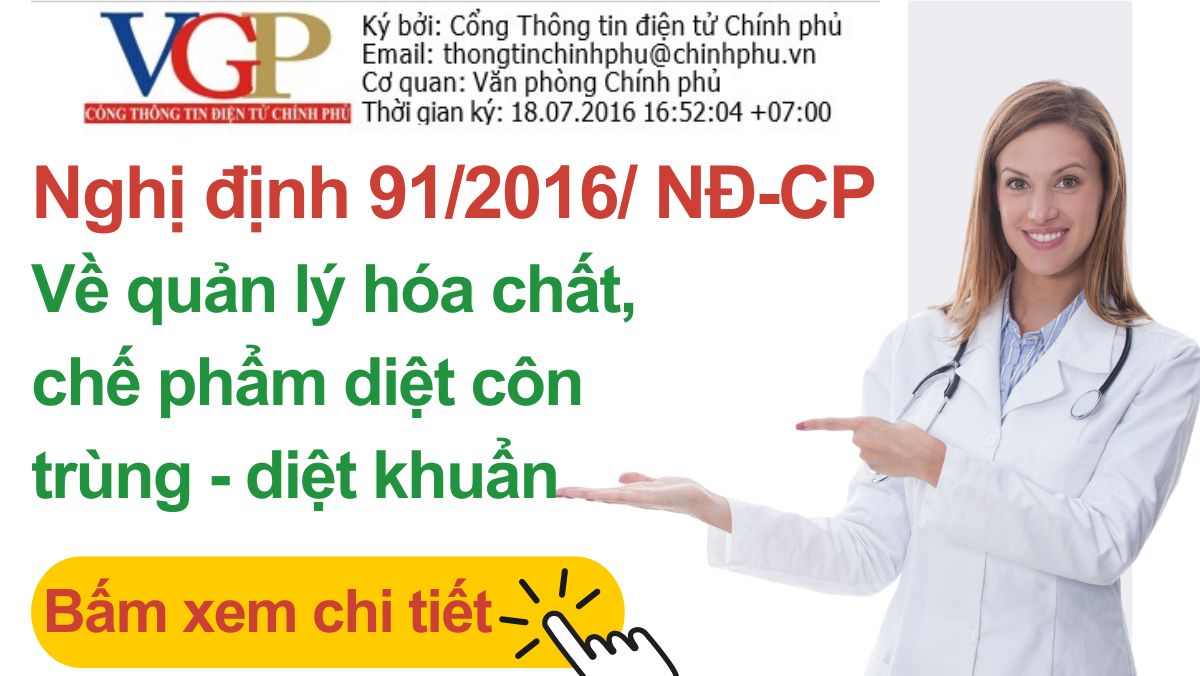 Nghị định 91 về quản lý hóa chất và chế phẩm diệt côn trùng, diệt khuẩn